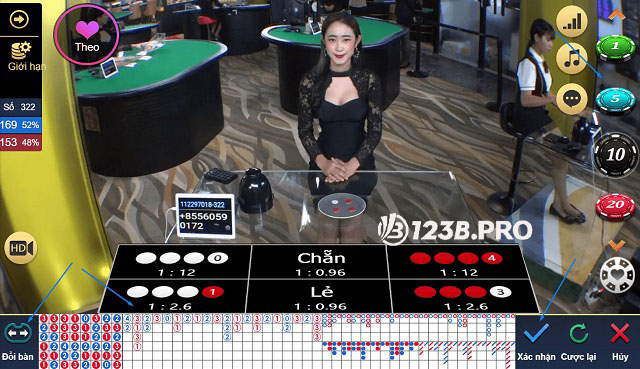 Giao diện chơi xóc đĩa tại sòng bài Casino 123B